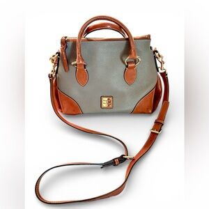 Dooney & Burke Pebble Grain Leather Satchel Bag In Taupe